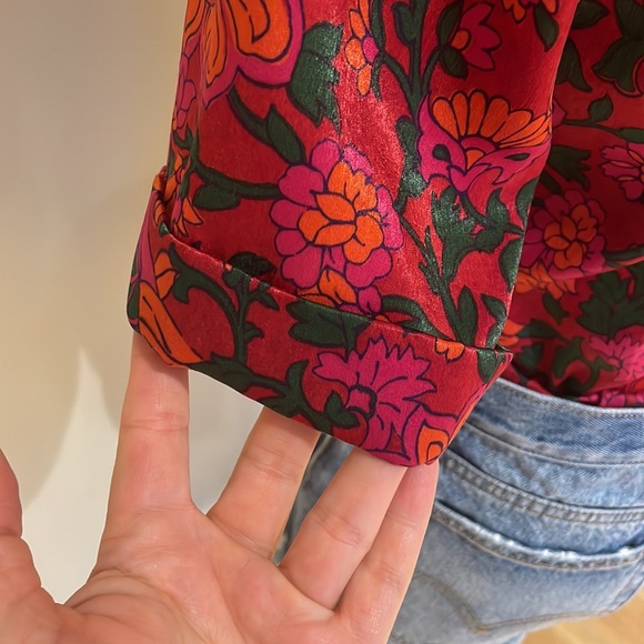 Zara Trf collection floral and bird print  camp shirt size S - Picture 6 of 10